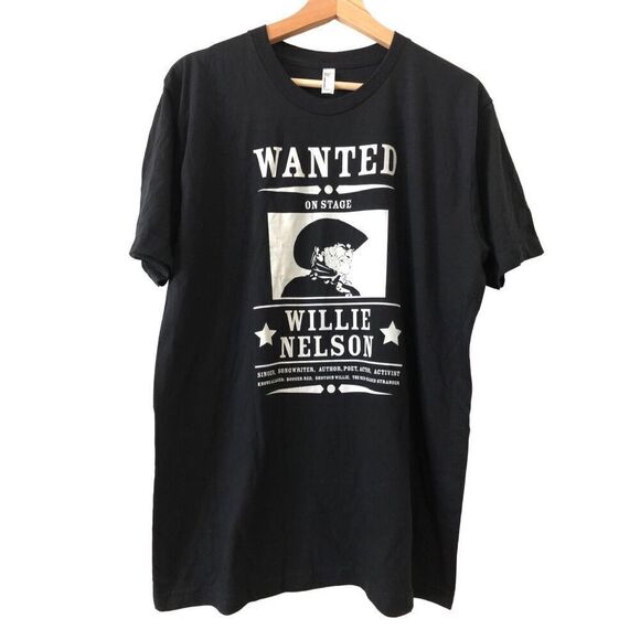 Willie Nelson Wanted Black T-shirt Men’s Size Large - Picture 1 of 2